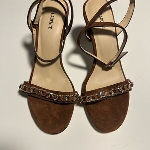 L'AGENCE Chain Detail Brown Sandals